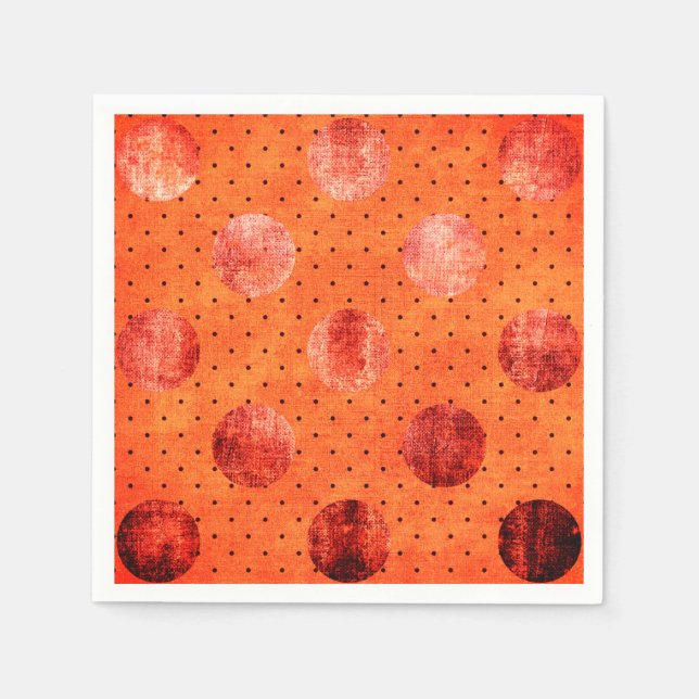 Orange and copper polka dot napkin (Front)