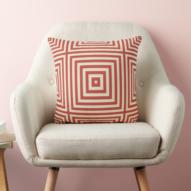 Orange and Cream Geometric Print Throw Pillow (Creator Uploaded)