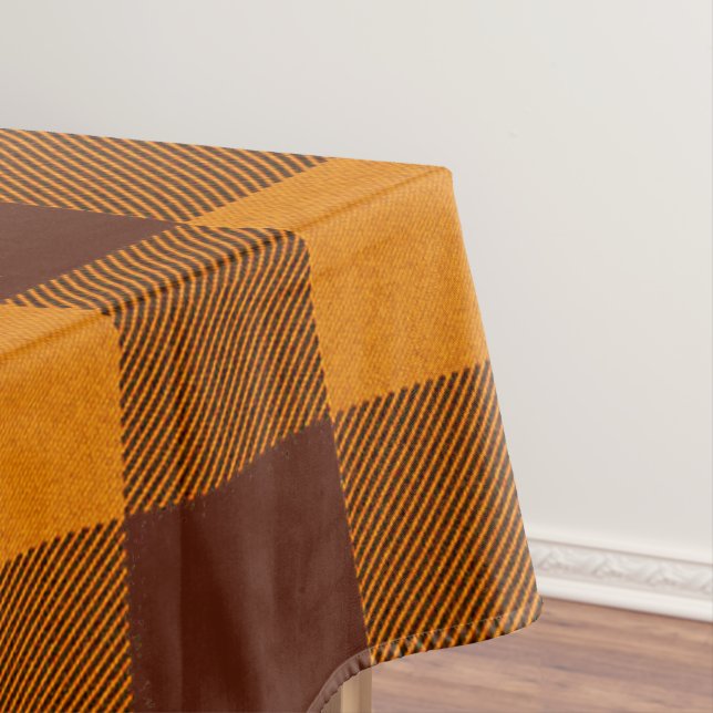 Orange and dark red plaid tablecloth (In Situ)