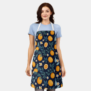 Orange and Floral Delight Pattern Apron