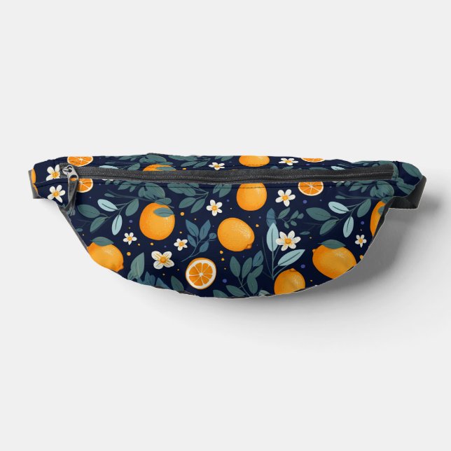 Orange and Floral Delight Pattern Bum Bags (Lay Down)