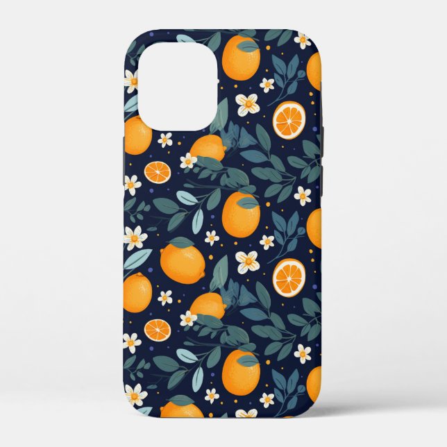 Orange and Floral Delight Pattern Case-Mate iPhone Case (Back)