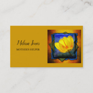 Orange and Floral Mother's Helper Business Card
