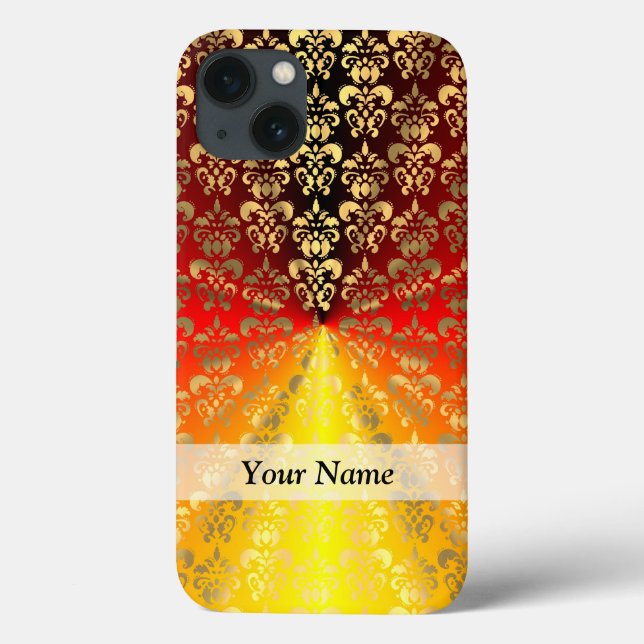 Orange and gold  damask pattern Case-Mate iPhone case (Back)
