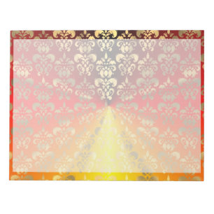 Orange and gold damask pattern notepad