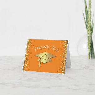 Orange and Gold Graduation Thank You Card