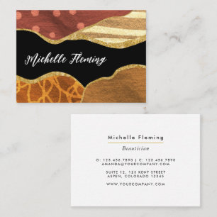Orange and Gold Linen Fabric Business Card