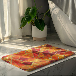 Orange and gold Stained Glass Mosaic Pattern Bath Mat