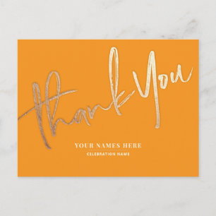 Orange and Gold Thank You Elegant Universal Postcard