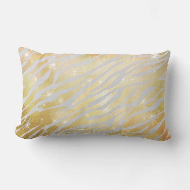 Orange and gold Zebra Pattern Lumbar Cushion (Front)