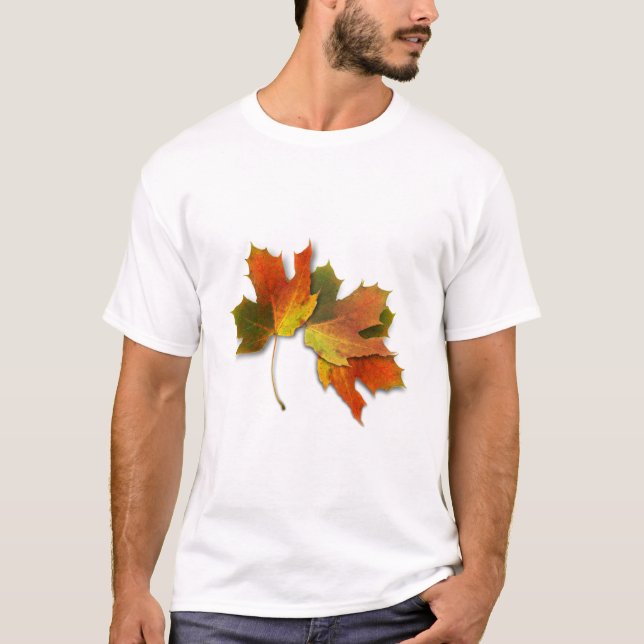 Orange And Golden  Autumn Leaves T-Shirt (Front)