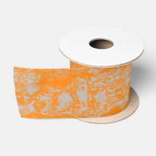 Orange and gray marble satin ribbon