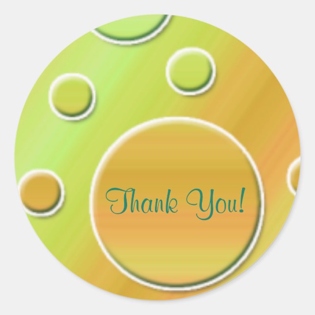 Orange and Green 1.5" Round Thank You Sticker (Front)