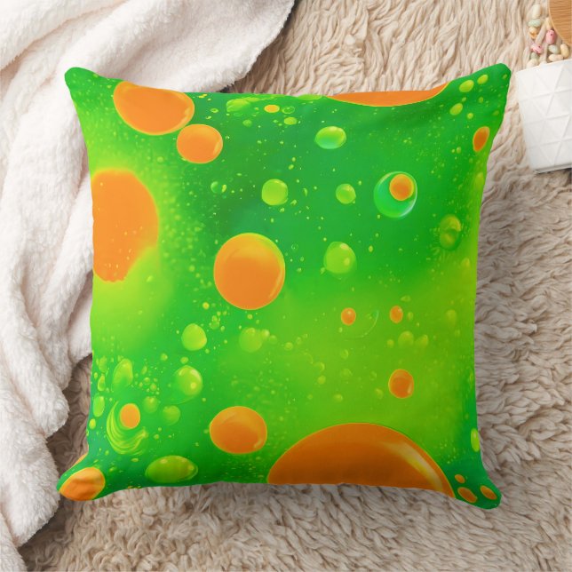 Orange and Green Bubble Abstract Art Cushion (Blanket)