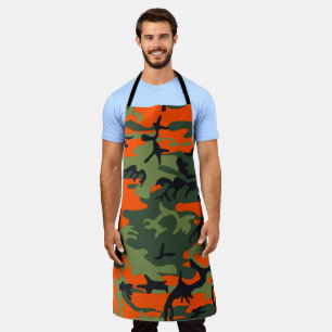 Orange and Green Camouflage, Military, Army Apron