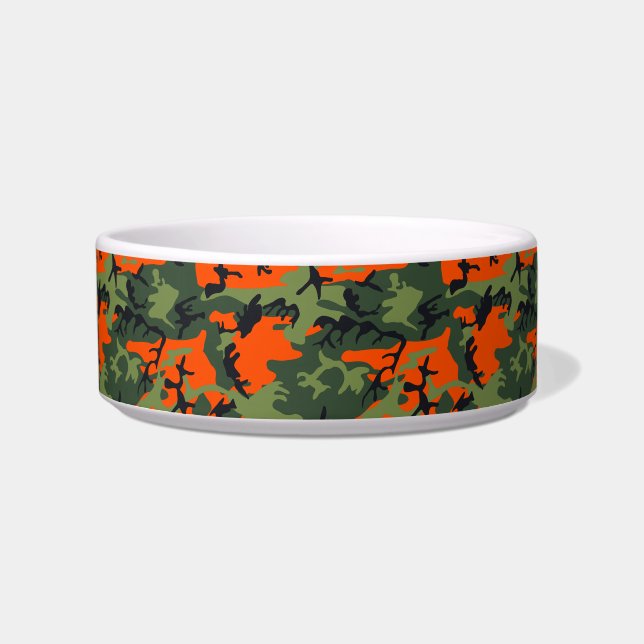 Orange and Green Camouflage, Military, Army Bowl (Front)