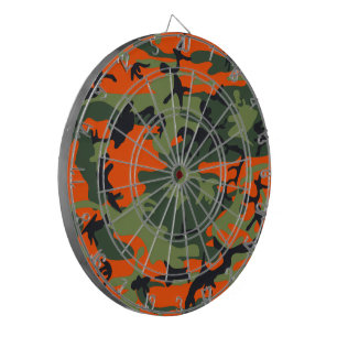 Orange and Green Camouflage, Military, Army Dartboard