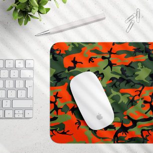 Orange and Green Camouflage, Military, Army Mouse Pad