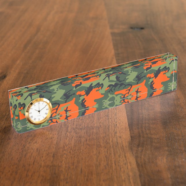 Orange and Green Camouflage, Military, Army Nameplate (Side)