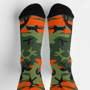 Orange and Green Camouflage, Military, Army Socks