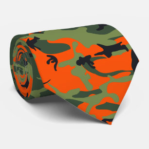 Orange and Green Camouflage, Military, Army Tie