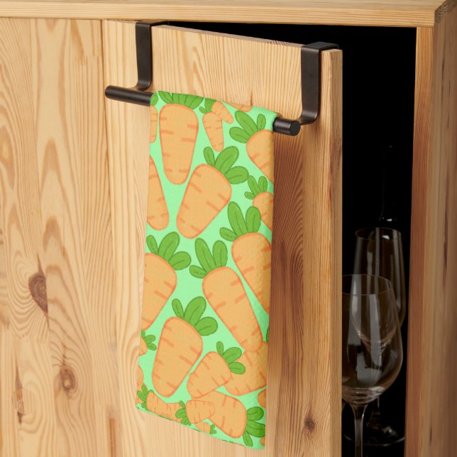 Orange And Green Carrots Tea Towel (Thirds Fold)