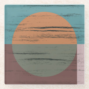 Orange And Green Circle Glass Coaster