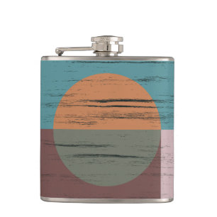 Orange And Green Circle Hip Flask