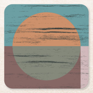 Orange And Green Circle Square Paper Coaster