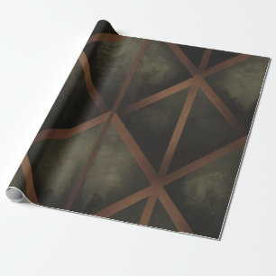 Orange And Green Elegance Geometric Pattern  Wrapping Paper