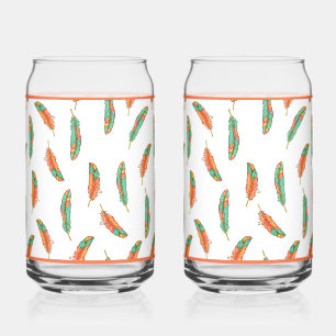 Orange and Green Feather Glass