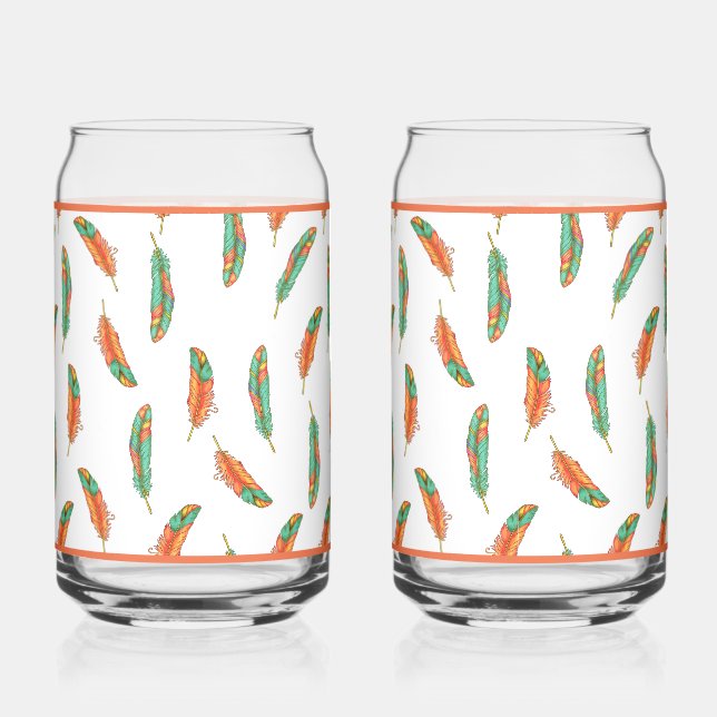Orange and Green Feather Glass (Front)