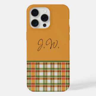 Orange and Green Gingham iPhone 15 Pro Max Case