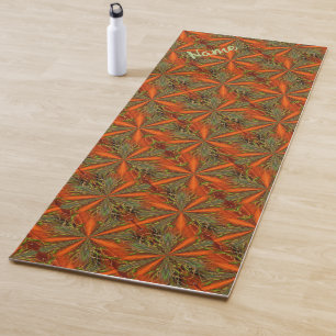 Orange And Green Grass Abstract Personalized Yoga Mat