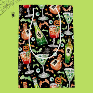 Orange and Green Halloween Cocktails and Potions  Medium Gift Bag