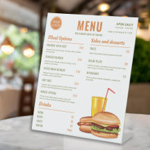 Orange And Green Hamburger Restaurant Menu Prices