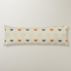 Orange and Green Heart Grid Pattern Body Cushion