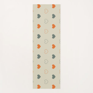 Orange and Green Heart Grid Pattern Yoga Mat