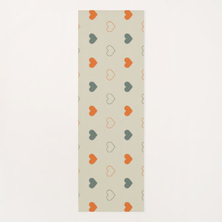 Orange and Green Heart Grid Pattern Yoga Mat
