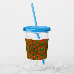 Orange and Green Kaleidoscope Acrylic Tumbler