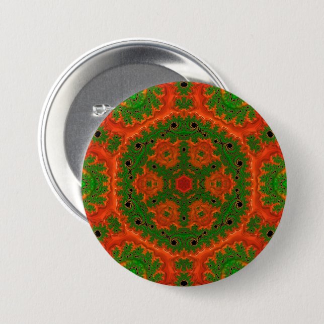 Orange and Green Kaleidoscope Badge (Front & Back)