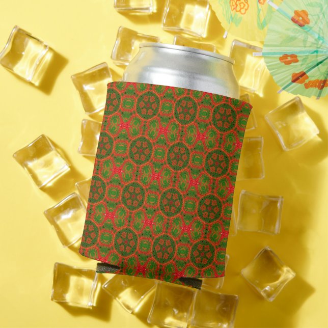 Orange and Green Kaleidoscope Can Cooler (In Situ Summer)