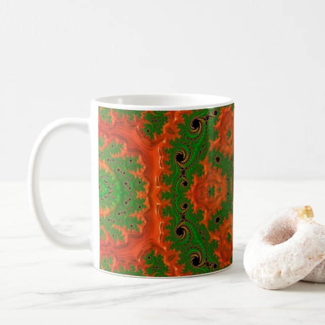 Orange and Green Kaleidoscope Classic Mug (With Donut)