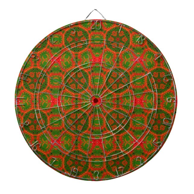 Orange and Green Kaleidoscope Dartboard (Front)