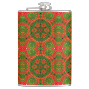 Orange and Green Kaleidoscope Hip Flask
