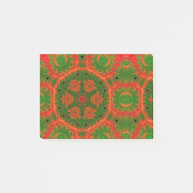 Orange and Green Kaleidoscope Post It Notes (Front)