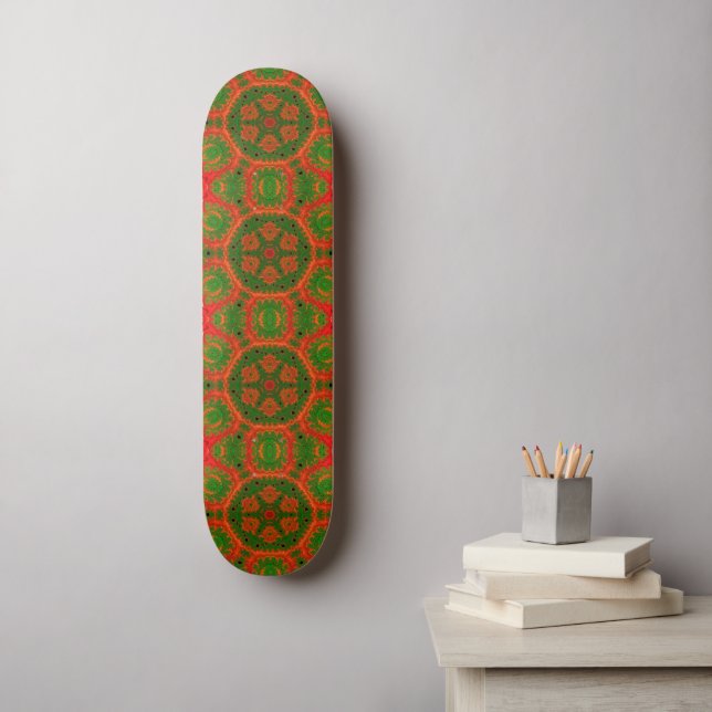 Orange and Green Kaleidoscope Skateboard (Wall Art)