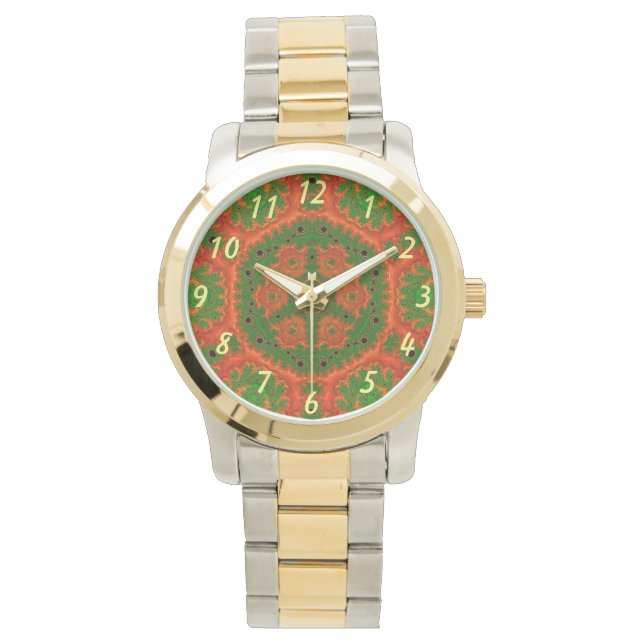 Orange and Green Kaleidoscope Watch (Front)