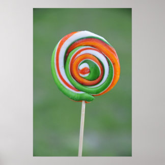 Orange and green lollipop poster