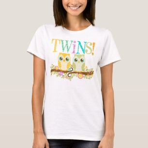 Orange and Green Owl Twins - Maternity Shirt